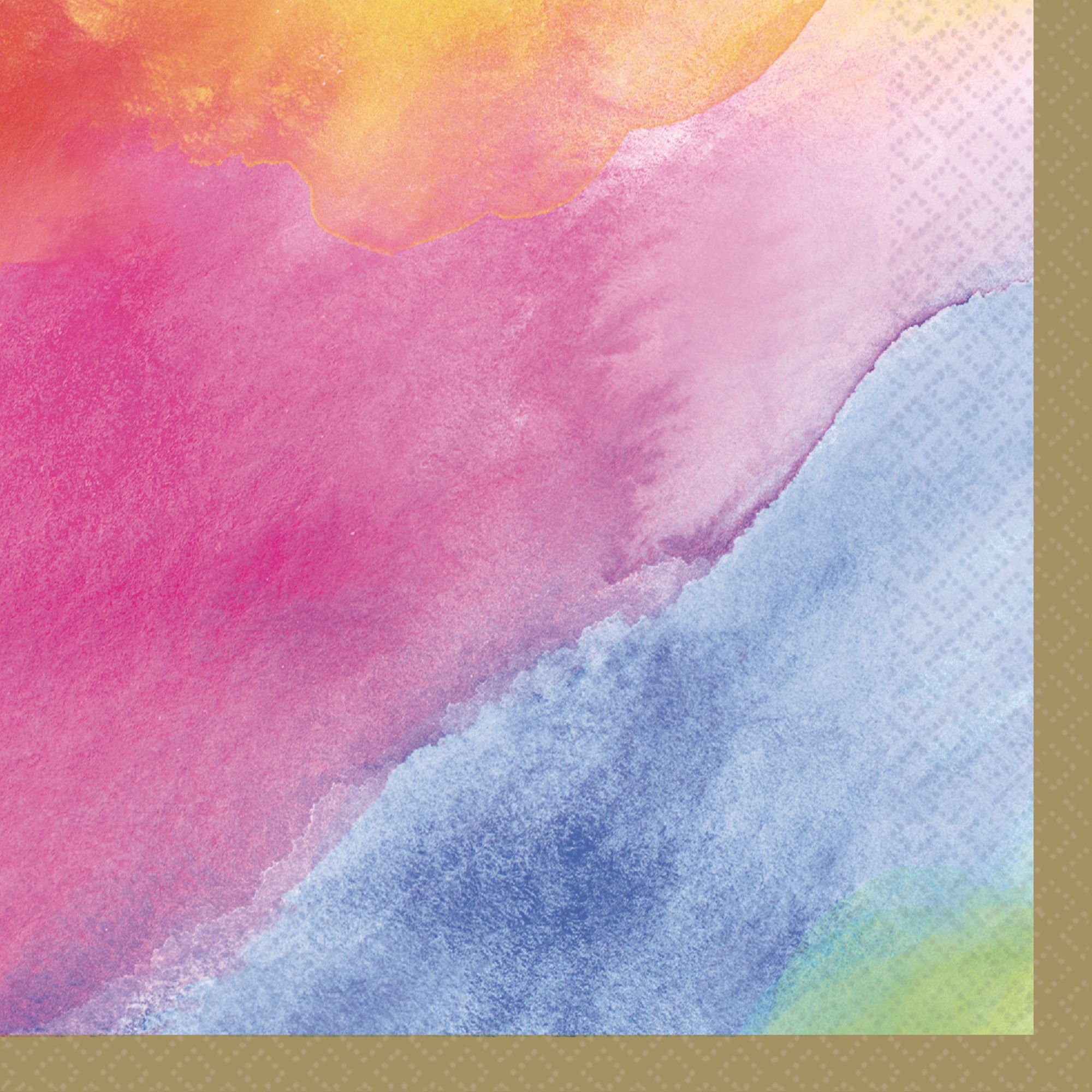Watercolour Rainbow Lunch Napkins, 16-pk Overhead_Flat
