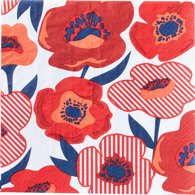 Red Poppy Lunch Napkins, 16-pk Overhead_Flat