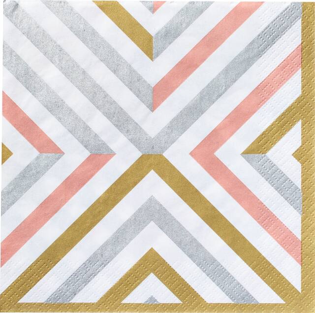 Mixed Metallic Geometric Lunch Napkins, 16-pk Overhead_Flat