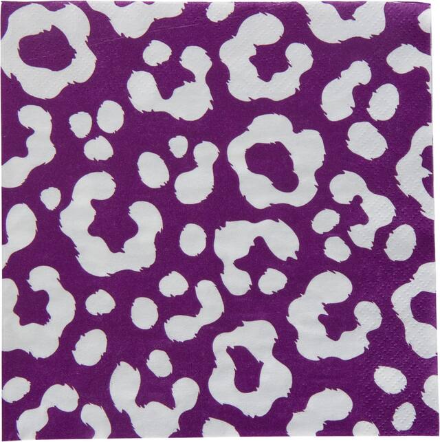 Serviettes de table, motif guépard prune, paq. 16 CloseUp
