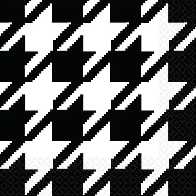 Serviettes de table, motif pied-de-poule, blanc Front_Flat