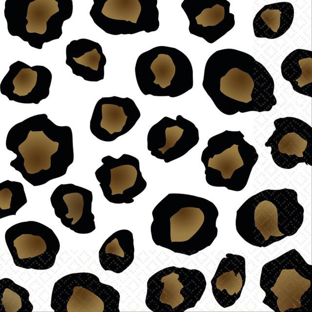 Serviettes de table, motif léopard, noir Front_Flat