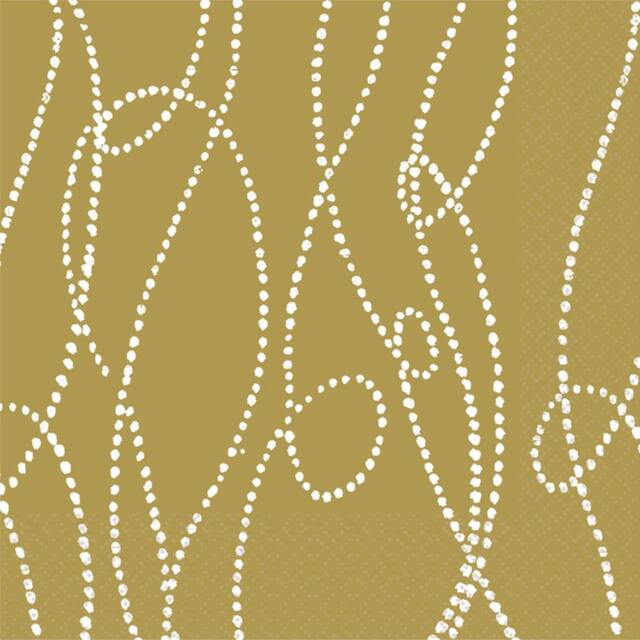 Serviettes de table, bandes perlées, or Front_Flat