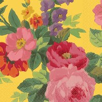 Bright Roses Lunch Napkins, Yellow Front_Flat