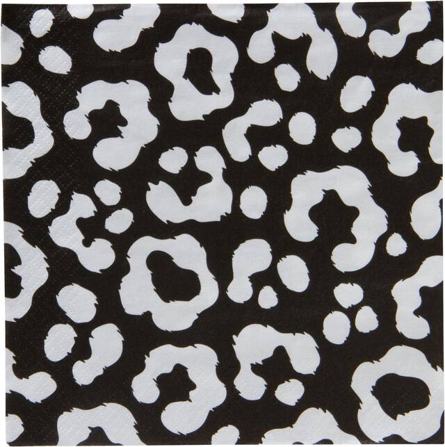 Serviettes de table à imprimé guépard noir de jais Front_Flat