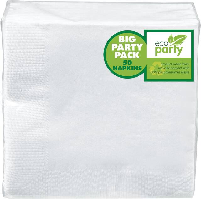 White 2-Ply Eco Dinner Napkins Front_Elevated
