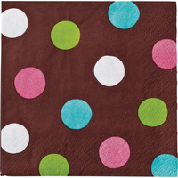 Chocolate  Dots Polka Dot Beverage Napkins, 36-pk Front_Flat