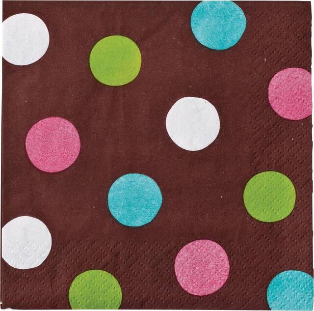 Chocolate  Dots Polka Dot Beverage Napkins, 36-pk Front_Flat