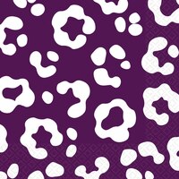 Serviettes de table à imprimé guépard, prune, paq. 36 Front_Flat