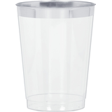 Verres en plastique transparent à bordure argent de première qualité, paq. 20 Front_Elevated