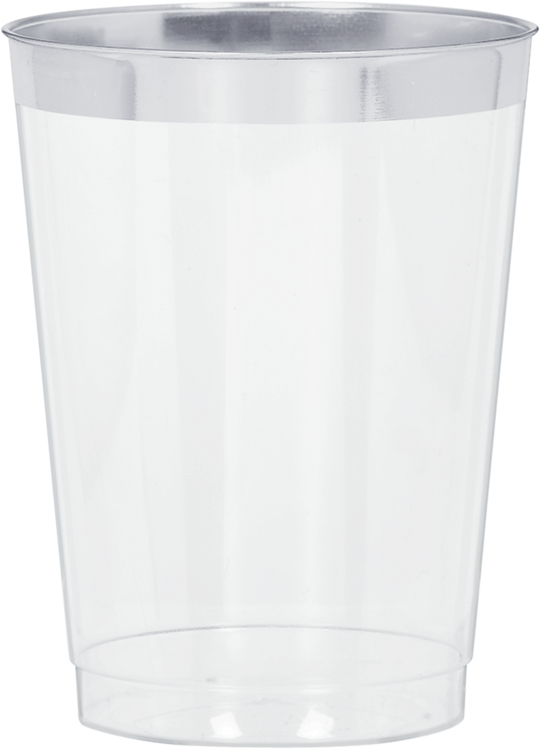 Verres en plastique transparent à bordure argent de première qualité
