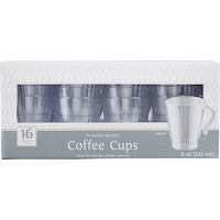 Clear Premium Plastic Coffee Mugs, 16-pk Front_Flat