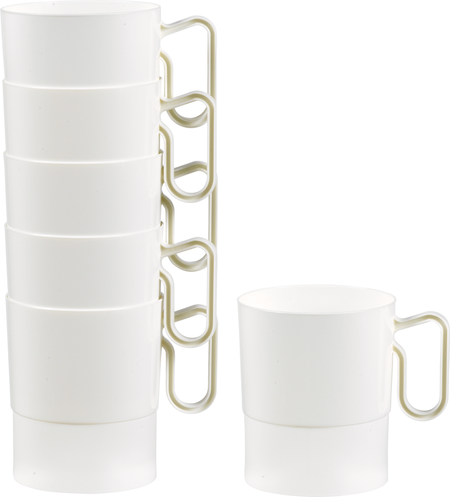 Lot de 100 tasses à café jetables en plastique transparent avec poignées  réutilisables pour mariage, anniversaire, café, 236,8 g (blanc)