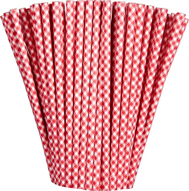 Red Gingham Paper Straws, 80-pk Front_Flat