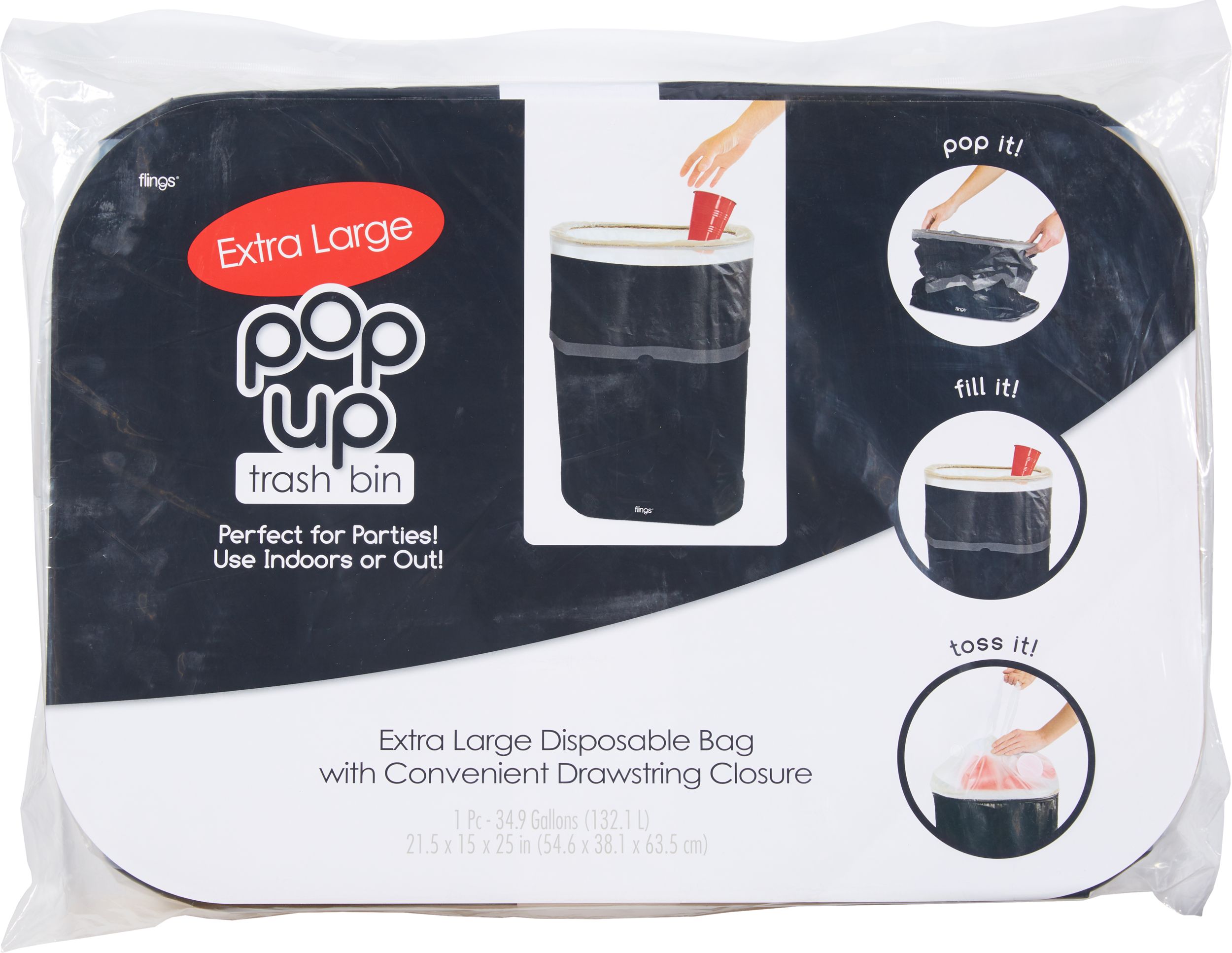 Giant Black Pop-Up Trash Bin Front_Flat