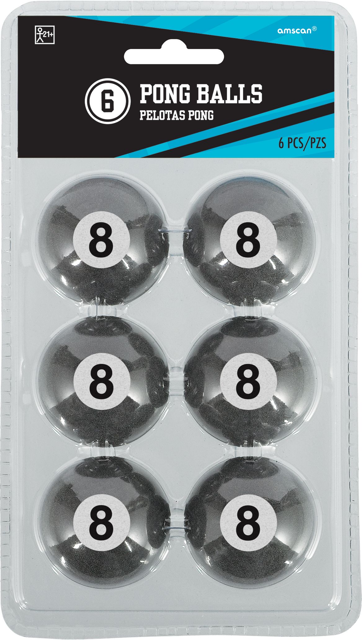 8 Ball Pong Balls, 6-pk Front_Flat