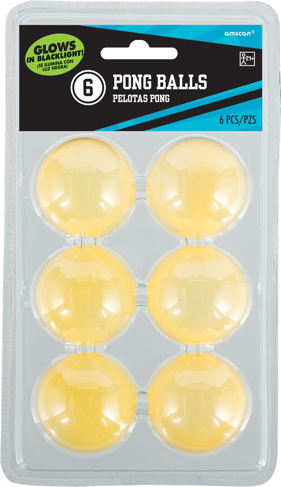 Black Light Pong Balls, 6-pk Front_Flat