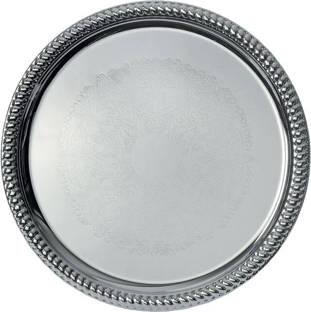 Plateau à bord tressé chromé Front_Flat