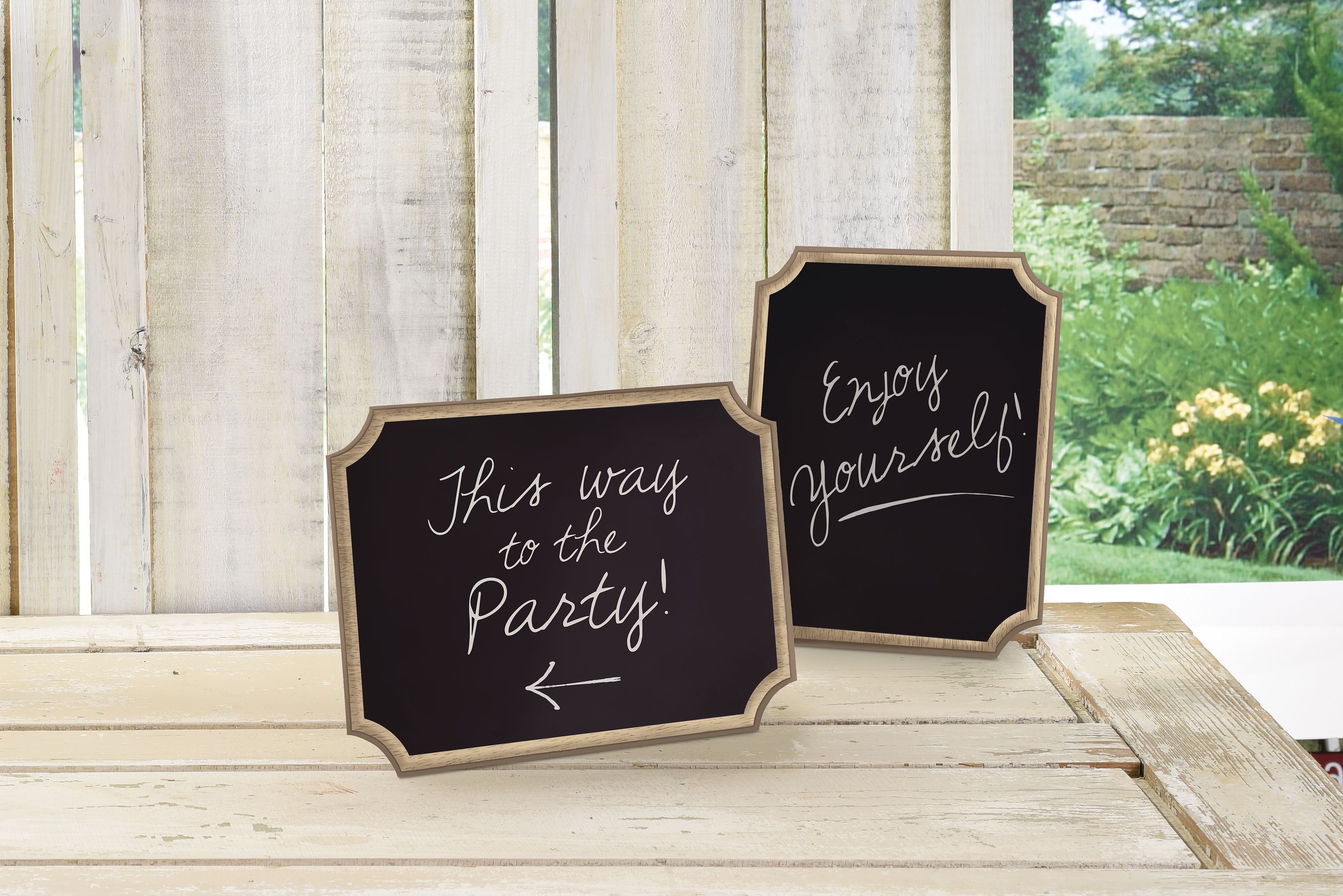 DIY Customizable Chalkboard Stand Easel Sign Decorations, Black, 12-in, 2-pk, for Birthday/Graduation/Wedding Composite_or_Mixed