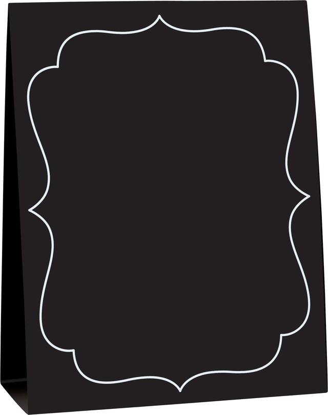 Chalkboard-Style Cardstock Tent Cards Birthday, Party, More, Black, 6 1/2 x 8 1/2-in, 4-pk Front_Angled_Right