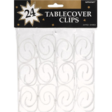 Pinces pour nappe en plastique, anniversaires, fêtes prénatales et plus, transparentes, paq. 24 Front_Flat