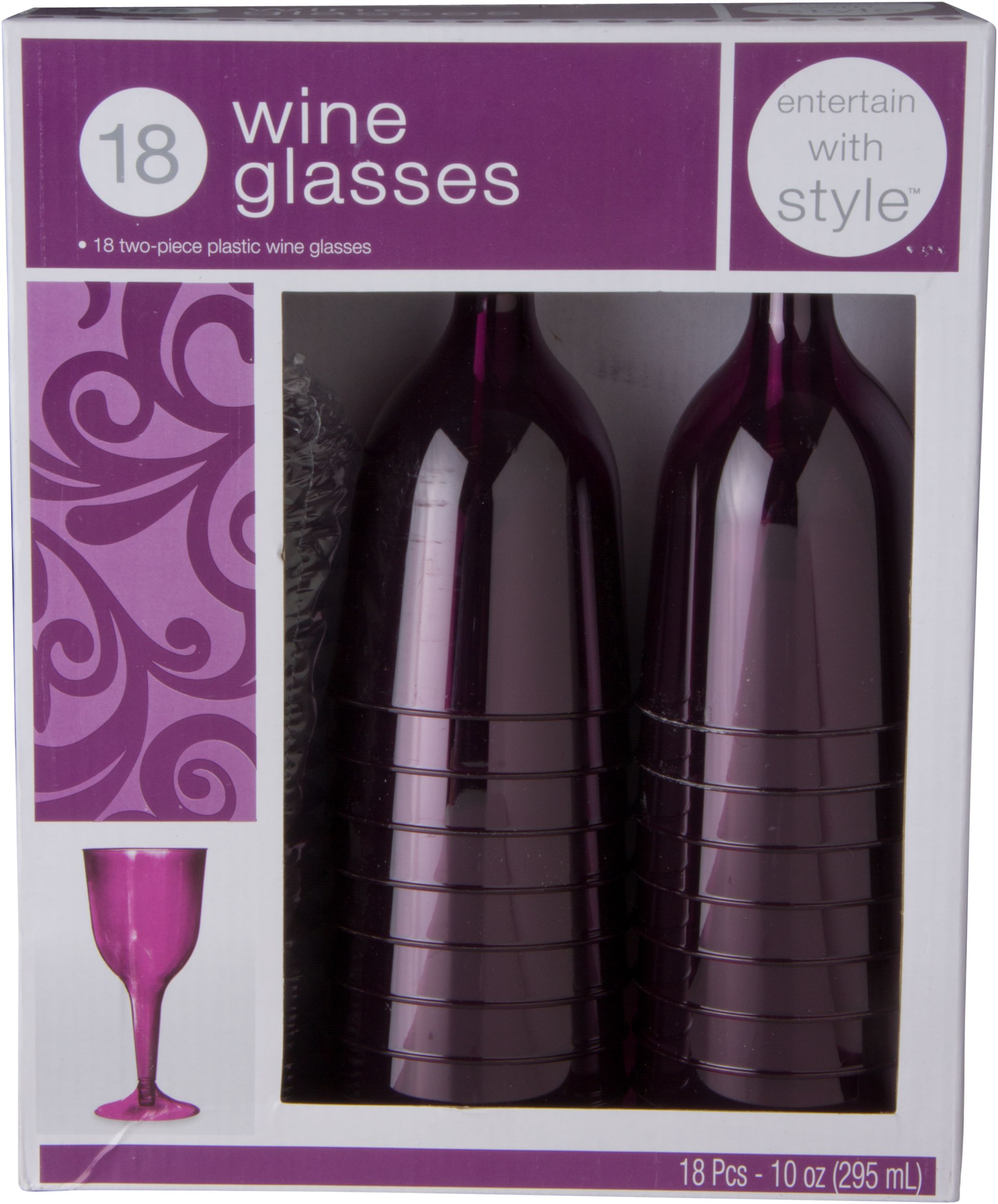 Premium Plastic Plum Wine Glasses, 18-pk Front_Flat
