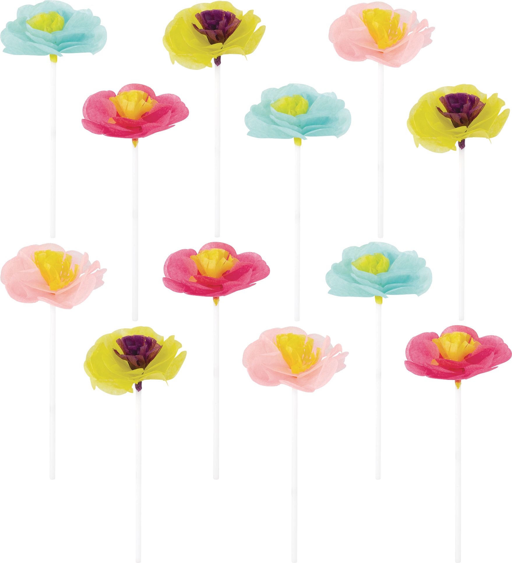 Bright Floral Cupcake Picks, 12-pk Front_Flat