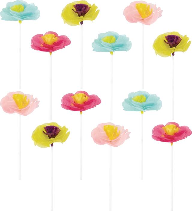 Bright Floral Cupcake Picks, 12-pk Front_Flat