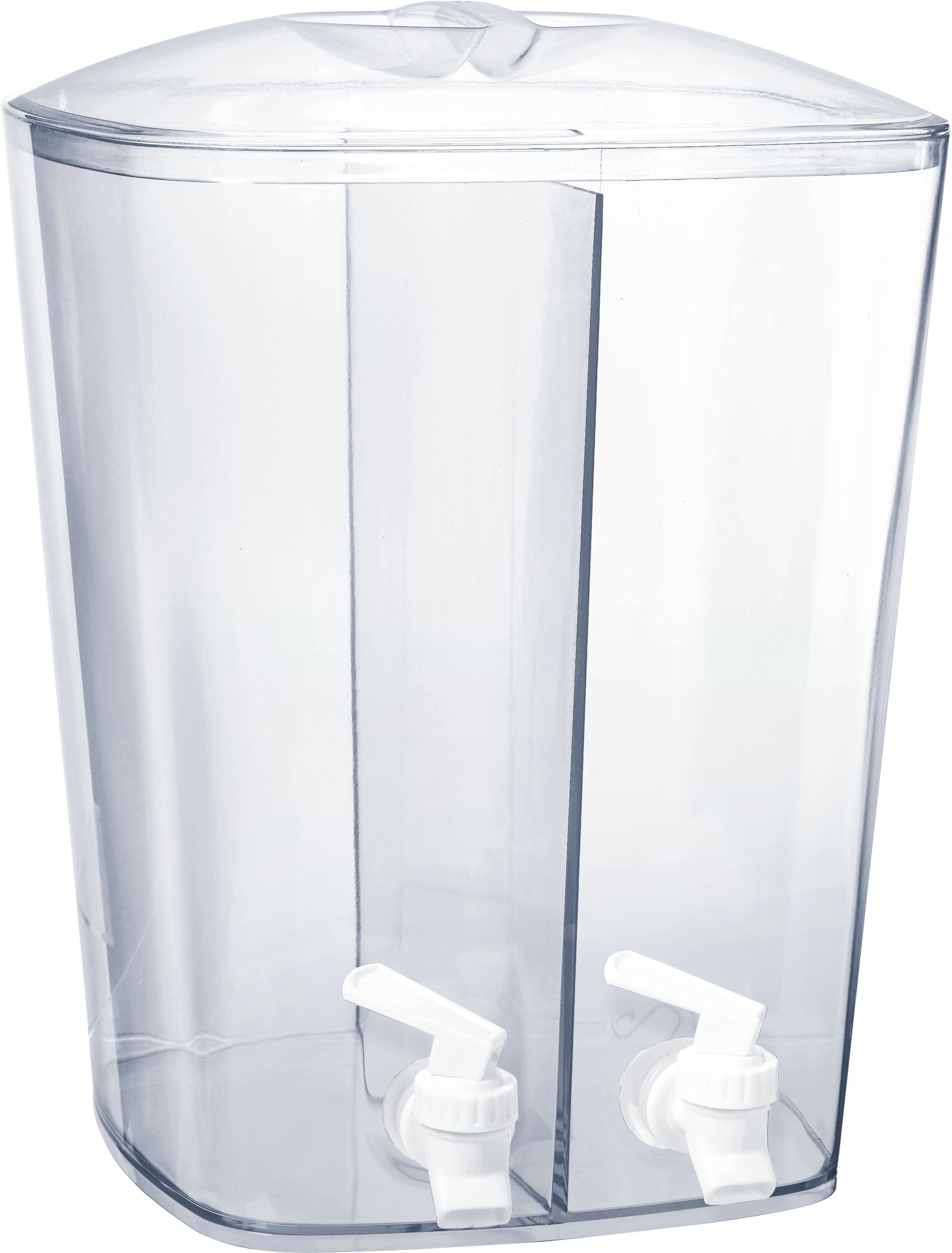 Plastic Reusable Divided Drink Dispenser, Clear, 3-gal, for Summer Party Front_Angled_Right