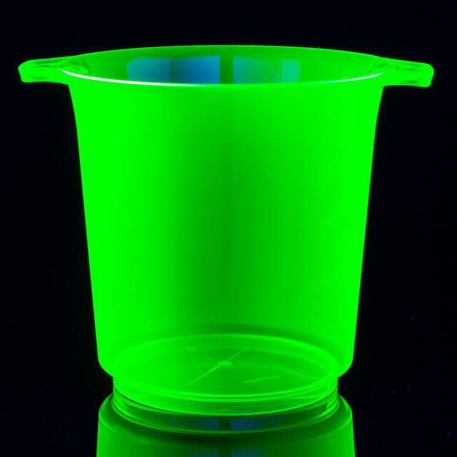 Black Light Neon Green Plastic Ice Bucket Front_Elevated