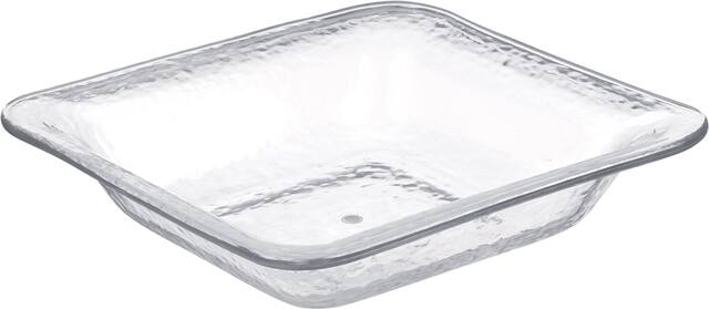 Square Hammered Plastic Reusable Serving Dish Bowl, Clear, 13-in, for Christmas/Thanksgiving/New Year's Eve/Easter/Birthday Party Front_Angled_Right