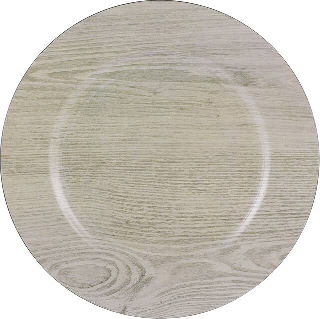 Woodgrain Plastic Charger Overhead_Flat