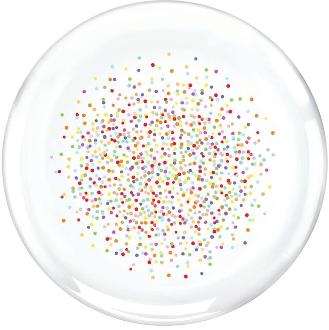 Plateau rond confettis arc-en-ciel Overhead_Flat
