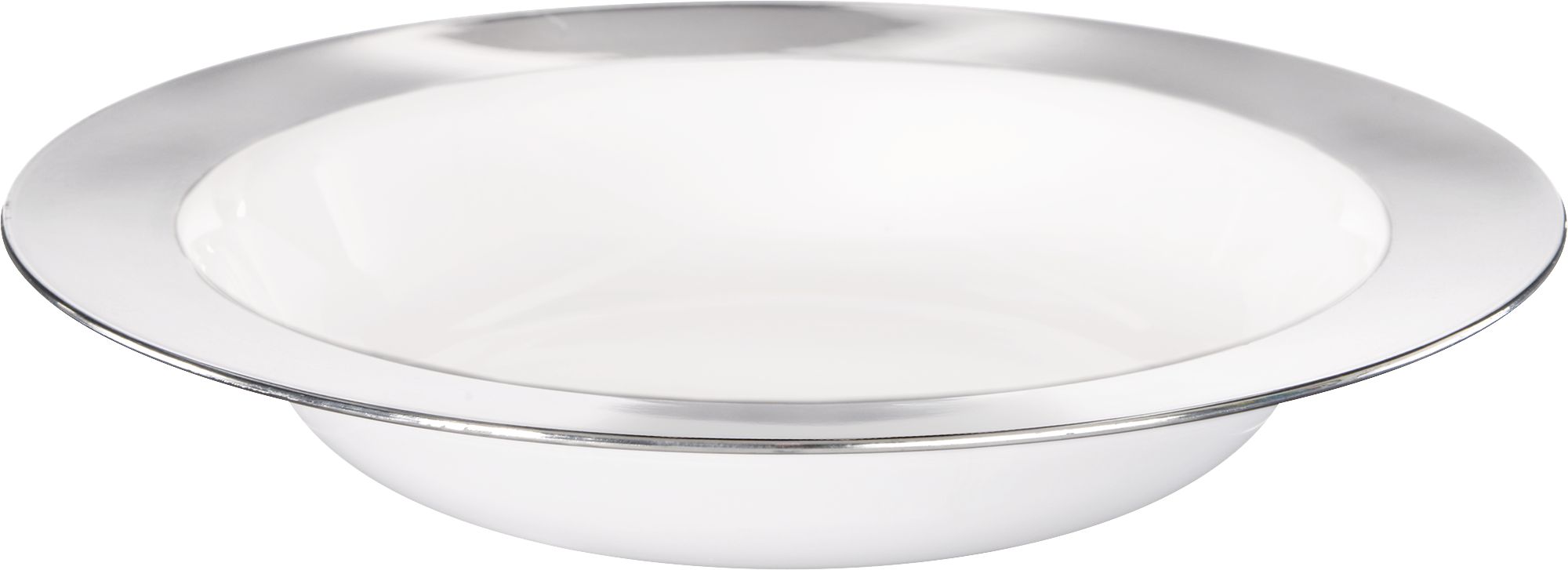 Bols en plastique de première qualité à bordure blanche et argentée, paq. 8 Front_Elevated