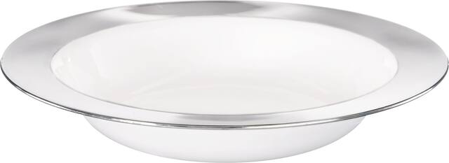 Bols en plastique de première qualité à bordure blanche et argentée, paq. 8 Front_Elevated