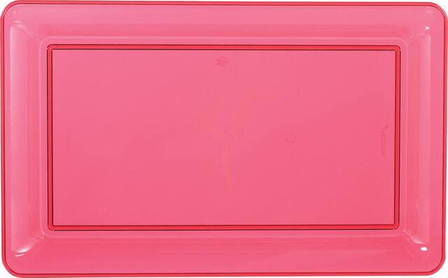 Rectangle Plastic Reusable Serving Platter, Pink, 18-in, for Valentine's Day/Baby Shower/Gender Reveal Overhead_Flat