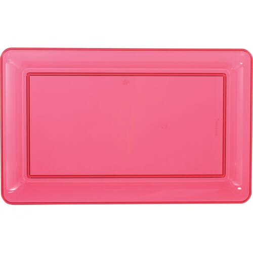 Rectangle Plastic Reusable Serving Platter, Pink, 18-in, for Valentine's Day/Baby Shower/Gender Reveal