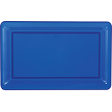 Plateau rectangulaire en plastique pour fêtes d'anniversaire, fête, anniversaire, bleu royal, 11 x 1 1/4 po Front_Flat