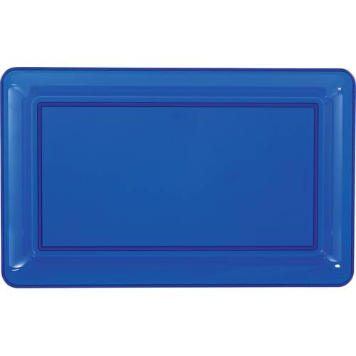 Rectangle Plastic Reusable Serving Platter, Blue, 18-in, for Baby Shower/Gender Reveal/Hanukkah