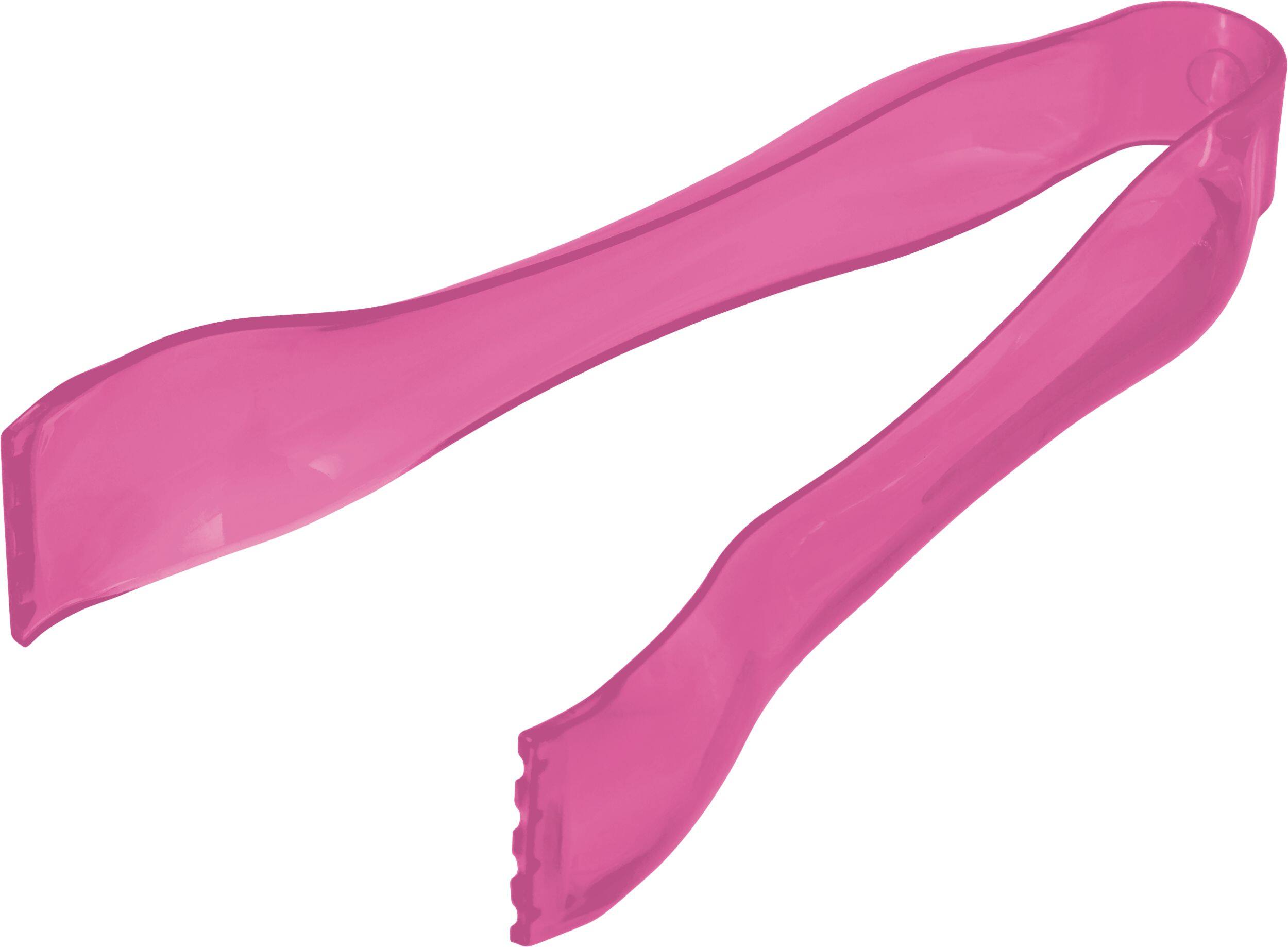 Plastic Reusable Mini Serving Tongs, Pink, 6-in, for Christmas/Thanksgiving/New Year's Eve/Birthday Party Front_Three_Fourths_Angled_Left