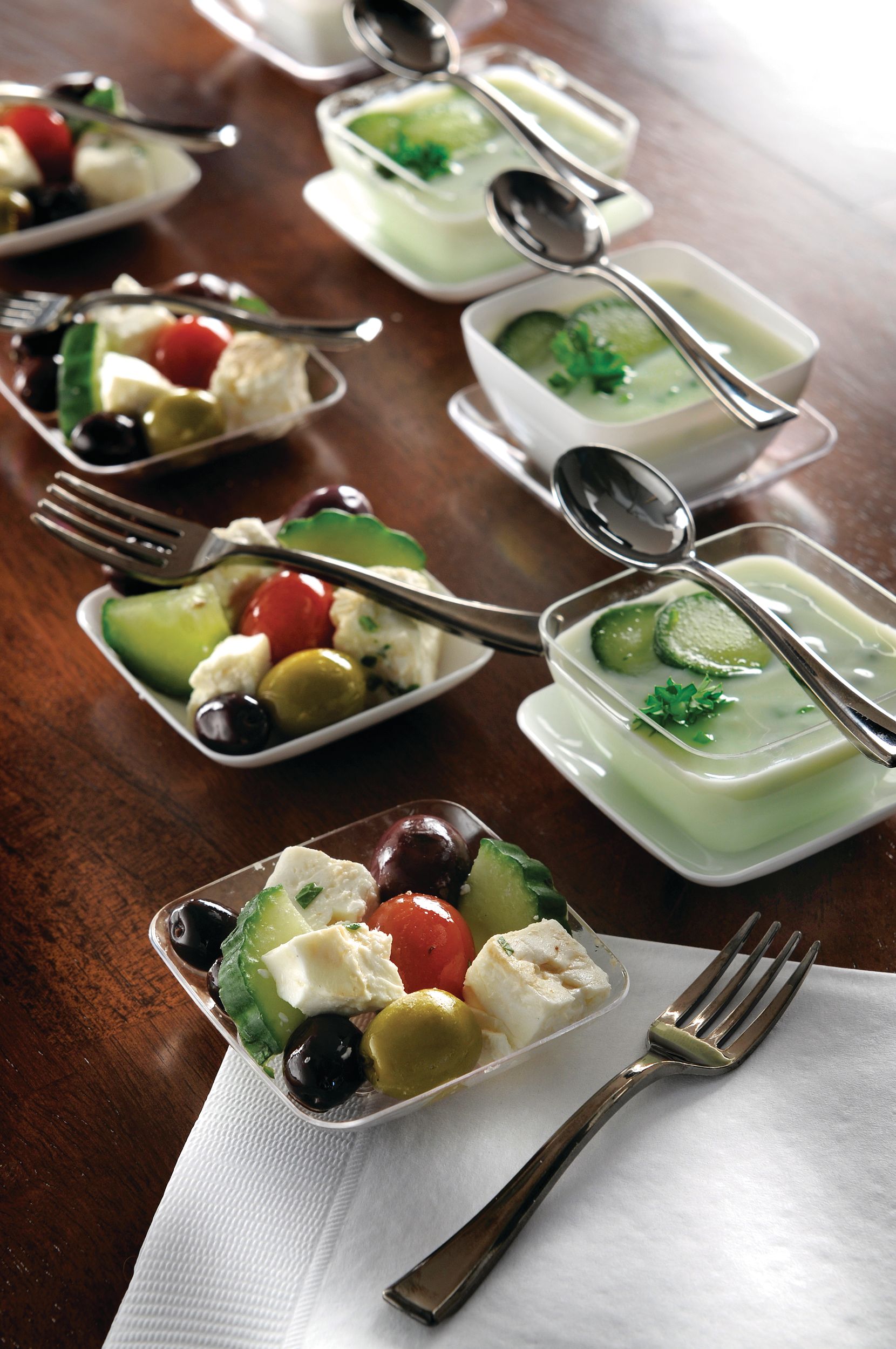 Mini Plastic Appetizer Set for Birthday, Party, Anniversary, Clear and White, 96-pk Composite_or_Mixed