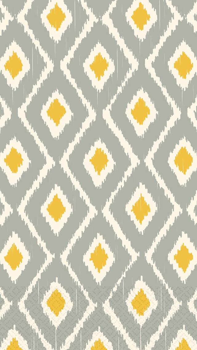 Serviettes pour invités à motif ikat jaune soleil et ardoise, paq. 16 Front_Flat