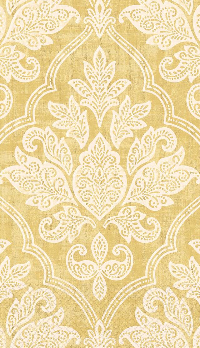 Damask Paper Guest Towels for Birthday, Party, Anniversary, Gold, 16-pk Overhead_Flat