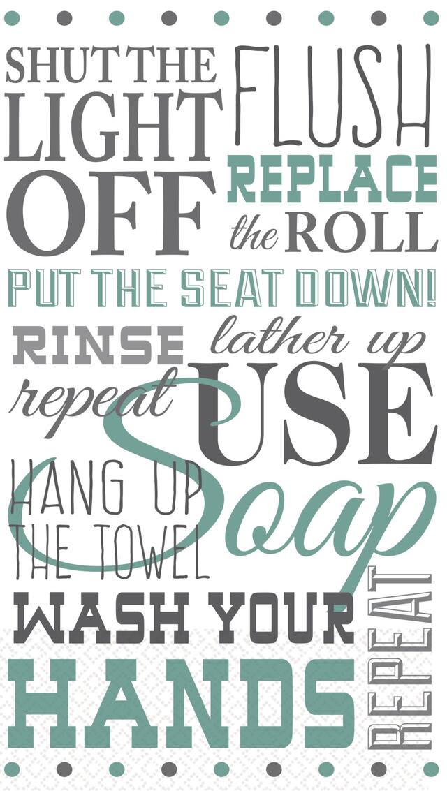 Bathroom Etiquette Guest Towels, 16-pk Overhead_Flat