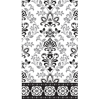 Eco-Friendly Black & Silver Ornate Damask Guest Towels, 16-pk Overhead_Flat