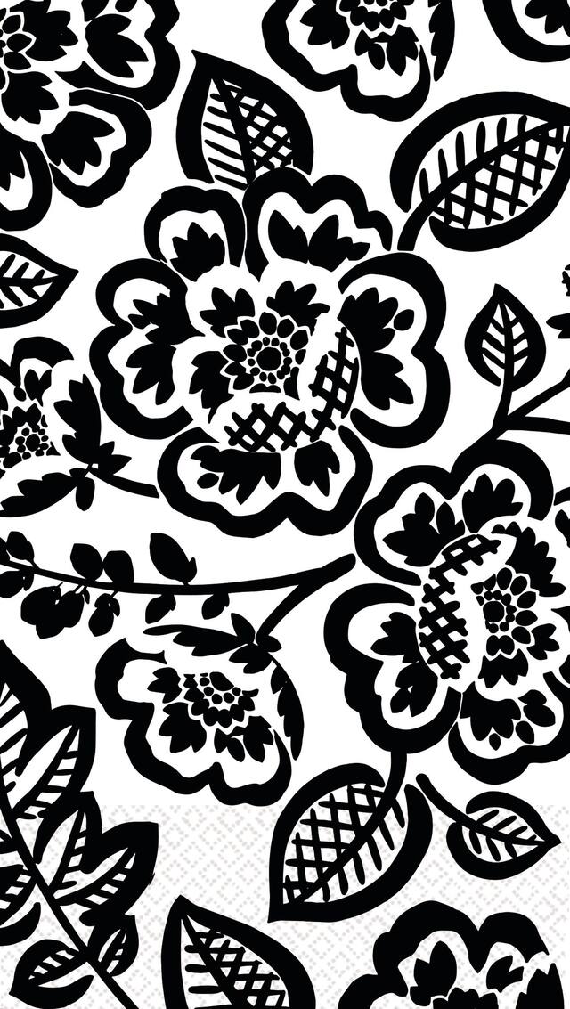 Serviettes écologiques pour invités, fleurs noires, paq. 16 CloseUp