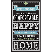 Essuie-mains d'invité pour foyer heureux sur tableau noir, paq. 16 CloseUp