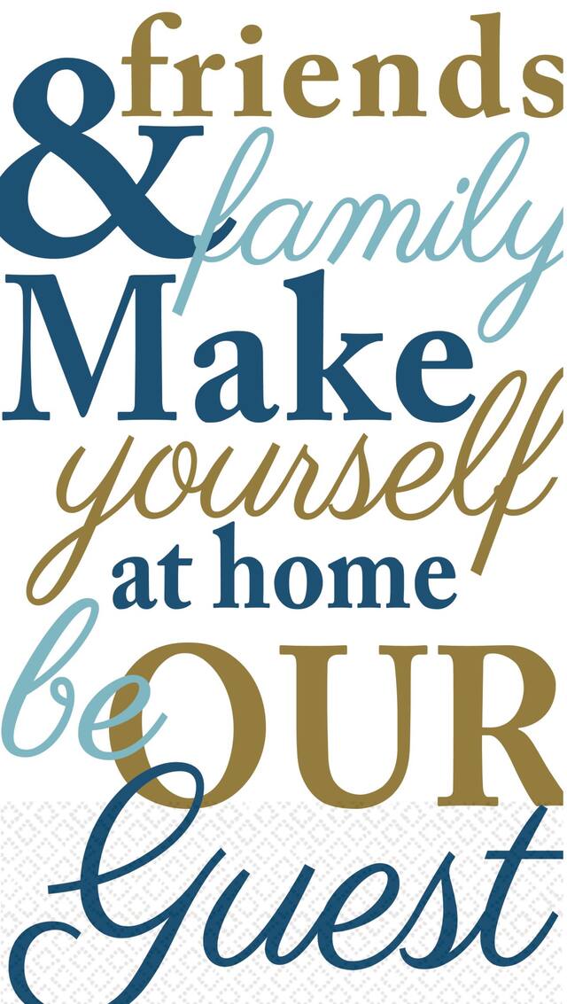 Essuie-mains d'invité à typographie Friends & Family, paq. 16 Front_Flat