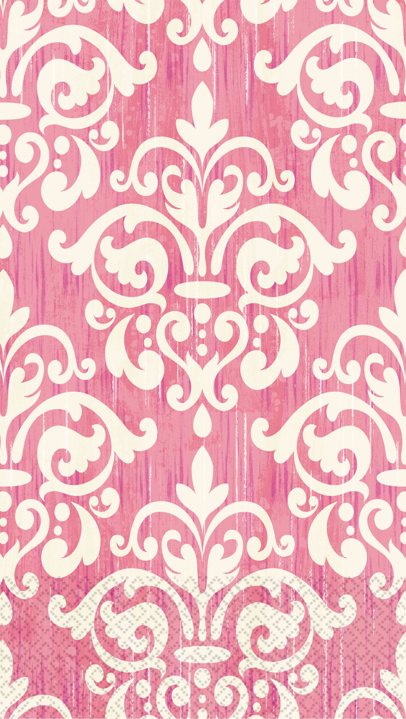 Eco-Friendly Pink Damask Guest Towels, 16-pk Front_Flat