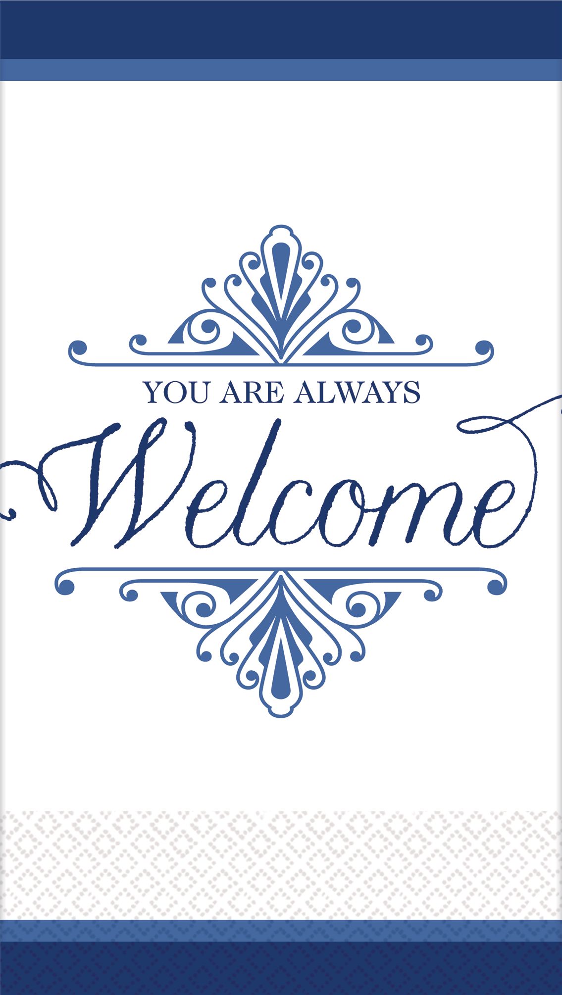 Serviettes pour invités Bienvenue, bleu royal, paq. 16 Front_Flat